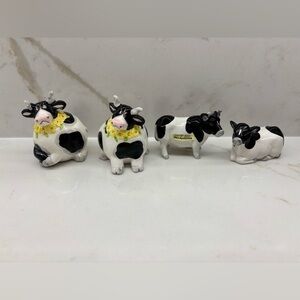 Vintage Injured Cows Salt and Pepper Shaker Sets Black White Omnibus Otagiri